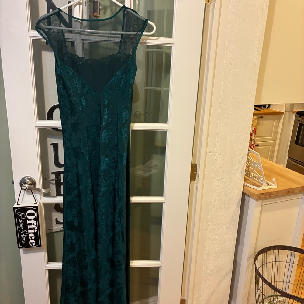 Vintage Victoria's Secret Emerald Green  Mesh Maxi Slip Dress M Y2K